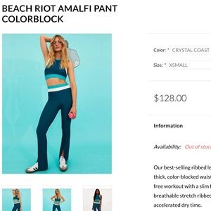 Beach Riot Amalfi Pant Colorblock NWT Size L Turquoise